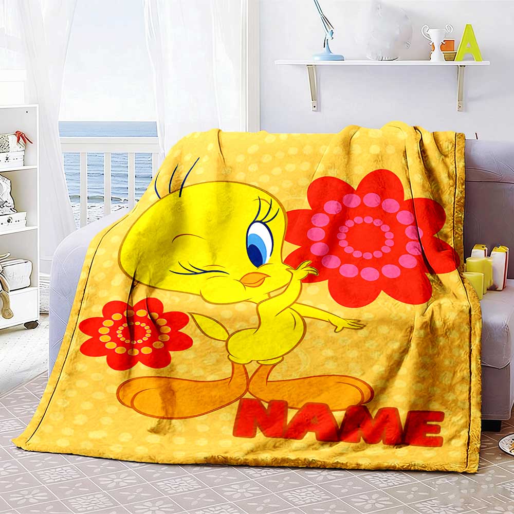 Warner Bros. Movies (4) Customize Text Blanket Gift Personalized Blanket Warmthful Decor Versatile for Living Room Nap Bed Sofa All-Season Use