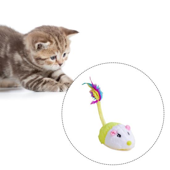 Электрическая мышь, игрушка для кошек, USB-перезаряжаемая интерактивная игрушка для котят с перьевым хвостом, автоматическая движущаяся плюшевая игрушка
