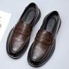 Дизайнерские классические коричневые туфли-лоферы для вечеринок, мужские туфли в стиле минимализма, повседневные туфли из кожи с нескользящей плоской подошвой