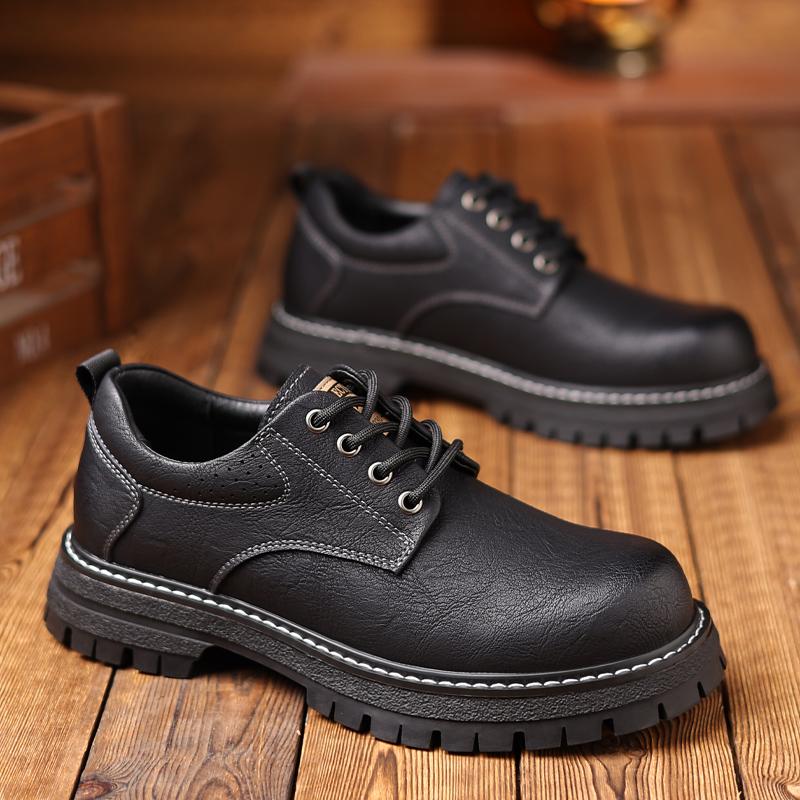 British Style 2024New Men Casual Leather Oxford Shoe Classic Lace Up Casual Outdoor Work Shoe Antiskid Thick Bottom Driving Shoe