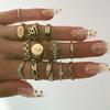 Vintage 10Pcs/set Gold Rings Set for Women Simple Boho Geometric Round Circle Finger Knuckle Ring Fashion Jewelry