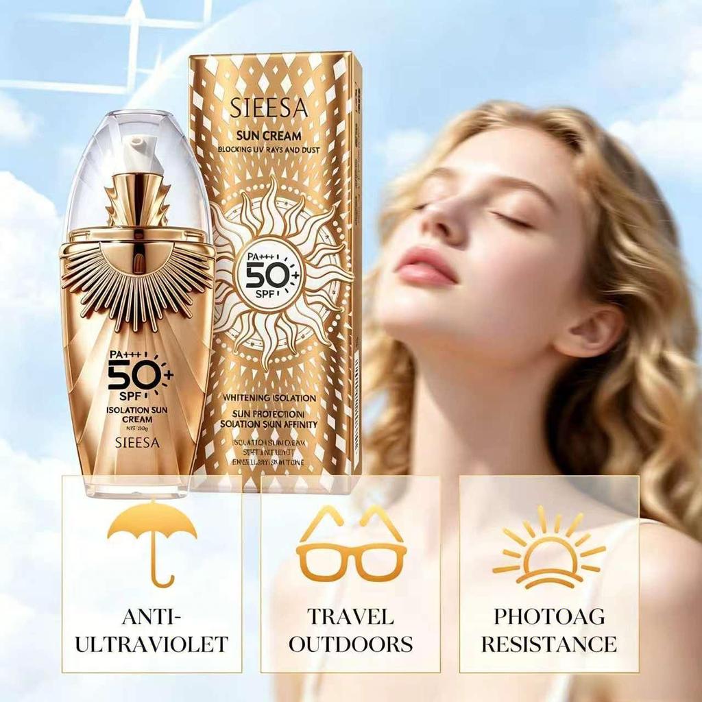 SIEESA Маленькая золотая банка Лосьон-крем от солнца SPF50 - Стойкий, Водостойкий, Защита от УФ-лучей, Нежирный Крем для улицы
