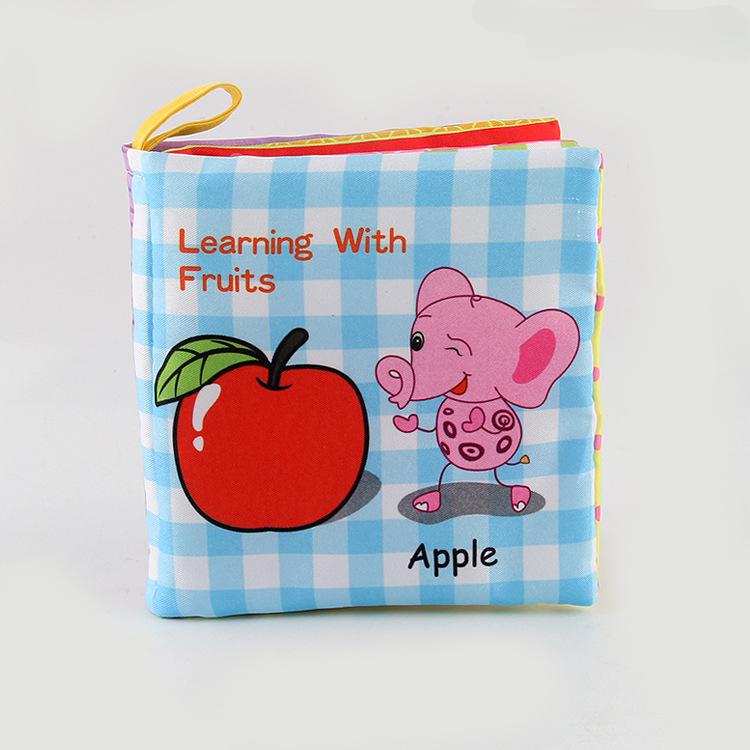 Baby Cloth Book Fruits Animals Cognize Puzzle Book Infant Kids Early Learning Educational Fabric Books Toys