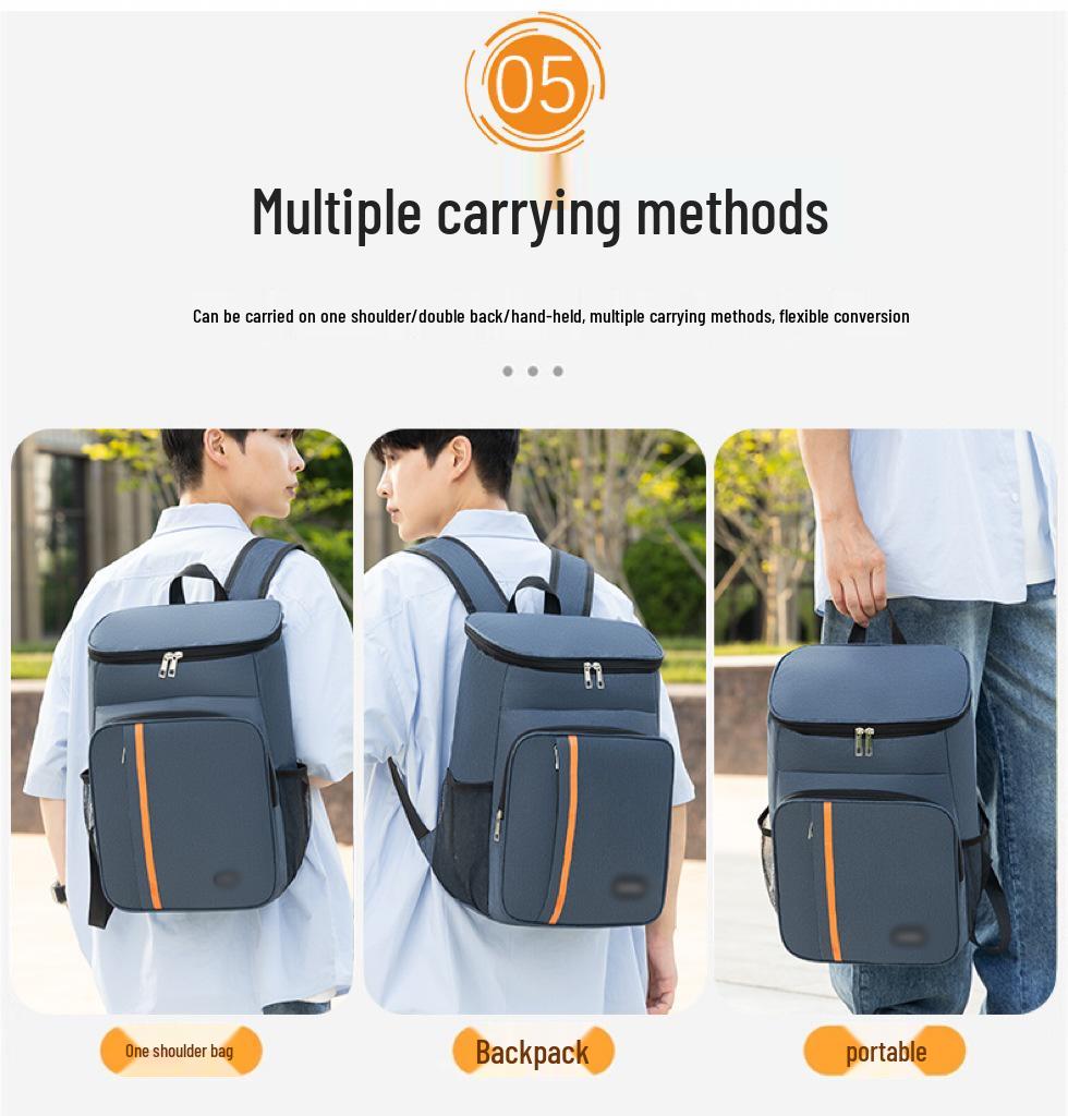 Men's Double Shoulder Casual Backpack - High-End, Insulated, Large Capacity, Lightweight, Thickened, Water-Repellent Travel and Picnic Bag