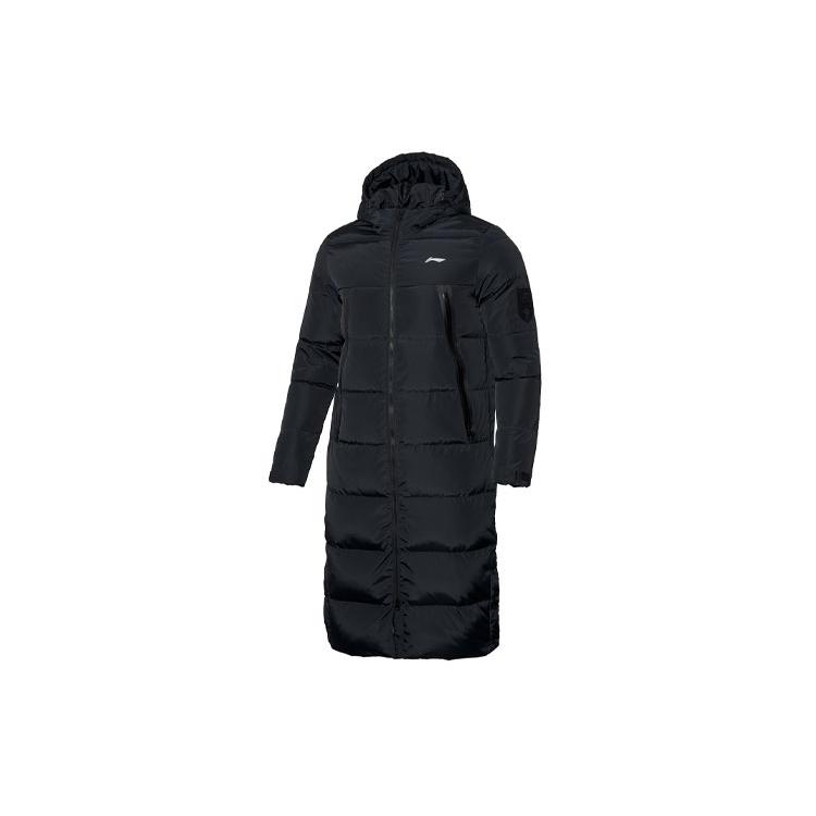 Мужская черная пуховая куртка Li Ning с капюшоном, умеренный пуховик AYMP125-1