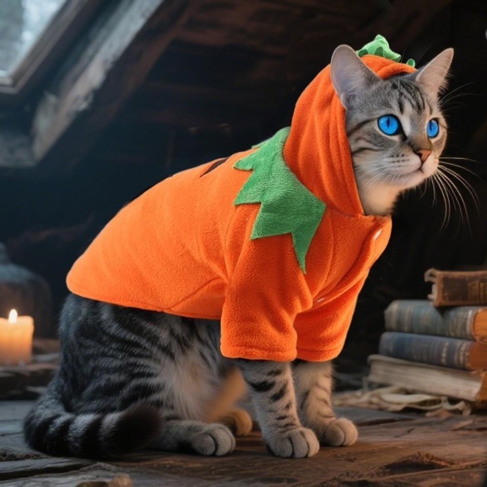Breathable Pumpkin Dog Costume Orange Dog Hoodie Cute Pet Cosplay Costume Pet Role-Playing