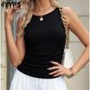 Women's Fashion Casual Summer Spring Solid Color Print Sleeveless O-Neck Blouses & Shirts
