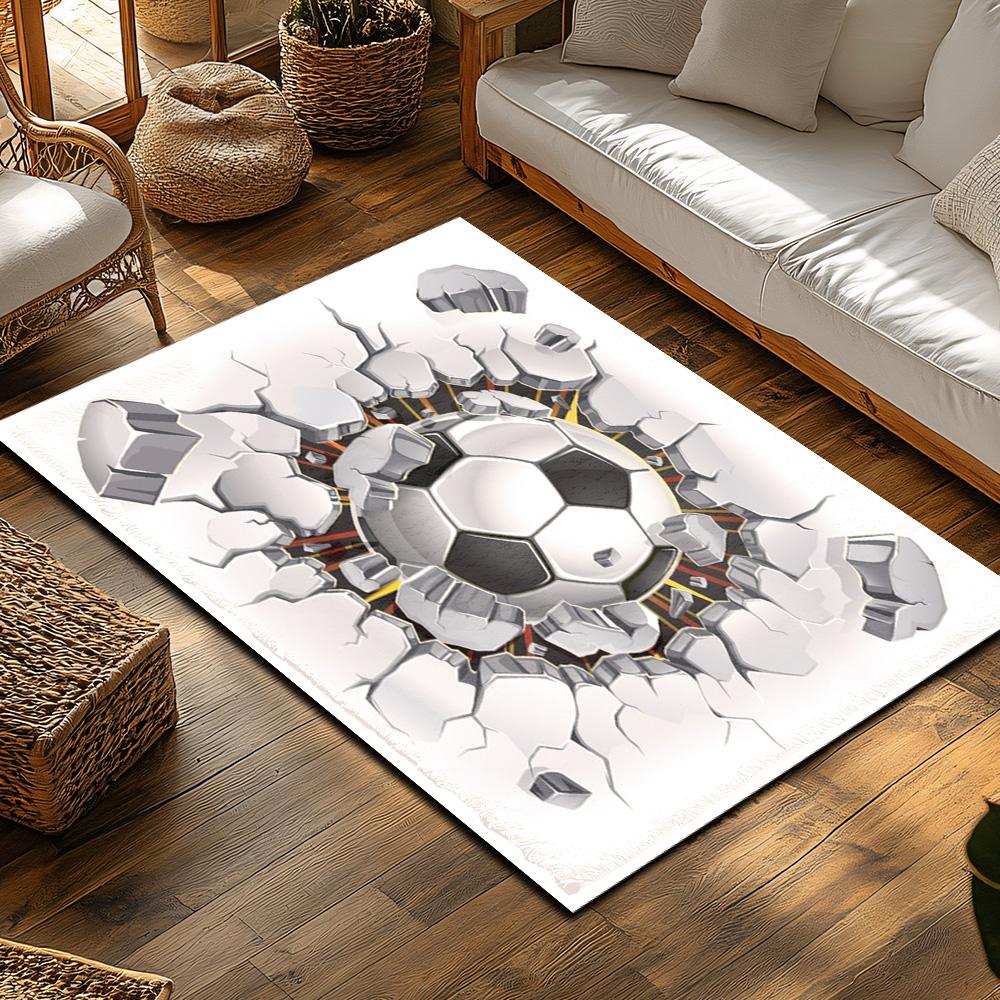 Tuniu Soccer Ball Cracks Rug Non-Slip Living Room Floor Mat Decorative Carpet 140x90cm