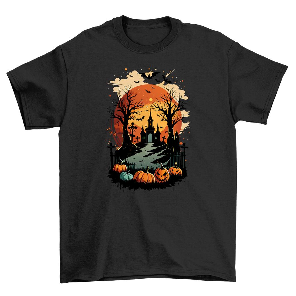 Spooky Halloween_245 T-Shirt Mens Womens Tees Top - Funny and Creepy! 100% cotton, Unisex Printed Des
