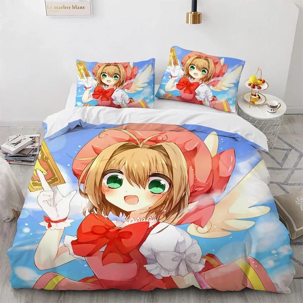 Одеяло Аниме Cardcaptor Sakura Комплект постельного белья Спальня Односпальный Полуторный King Size Домашний текстиль 2/3 шт.