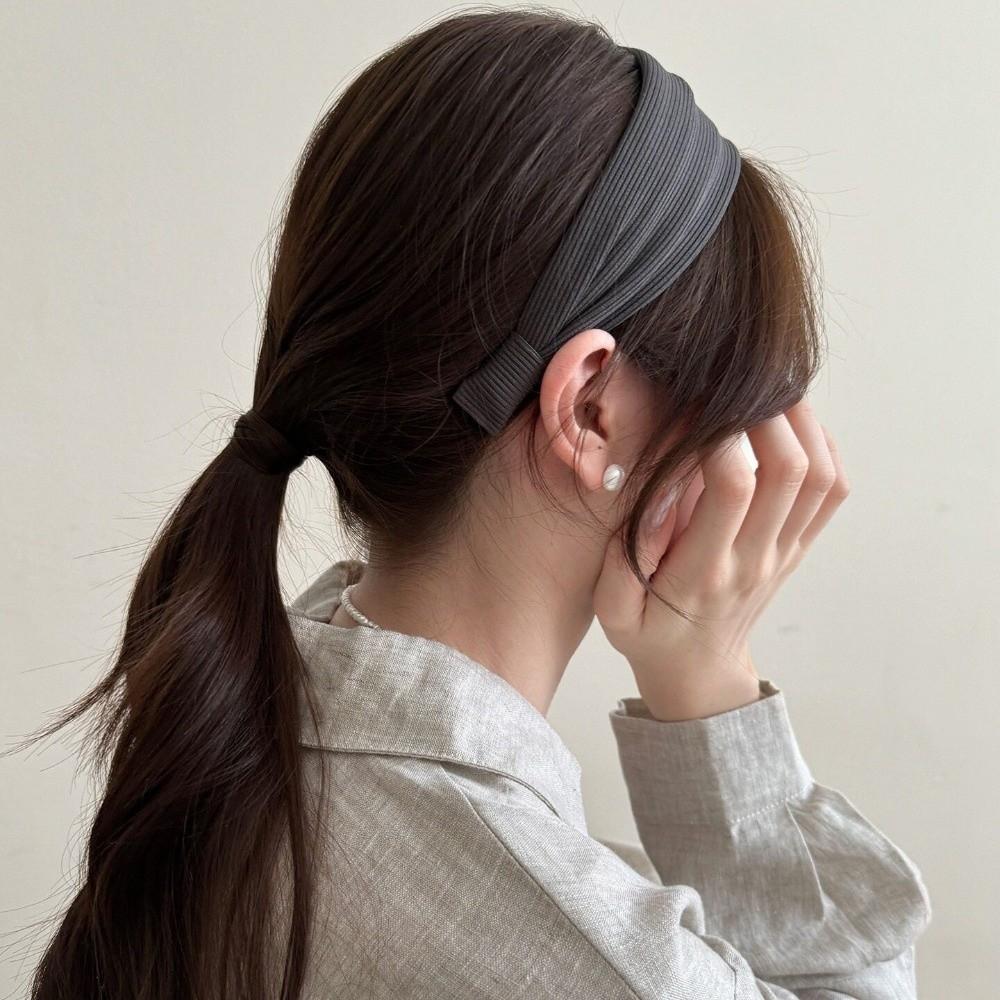 Wide Edge Design Wide Edge Headband Soft Solid Color Headband Elegant Knitting Headband for Women