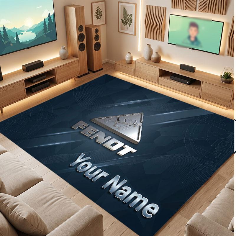 Fendt Personalized Crystal Velvet Carpet, Customized Name Text Soft Anti‑Slip Rug for Living Room Bedroom