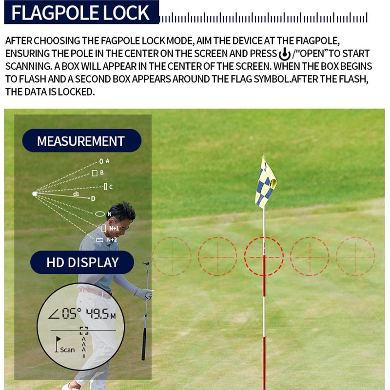 Waterproof Hunting Rangefinder 6X Magnification Flag-locking Range Finder Laser Distance Meter for Golf Sport with Flagpole