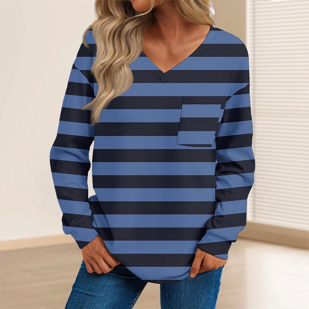 Женская мода повседневный свитер с длинным рукавом и принтом V-образным вырезом