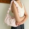 Korean Style Drawstring Shoulder Bag Large Capacity Pleated Strap Tote Bag  Daily