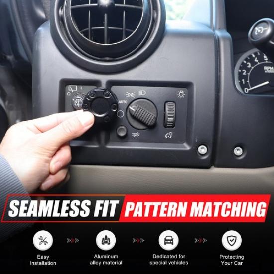 Mecha Black Headlight Switch Knob Cover Trim Ring For Hummer H2 2003-2007