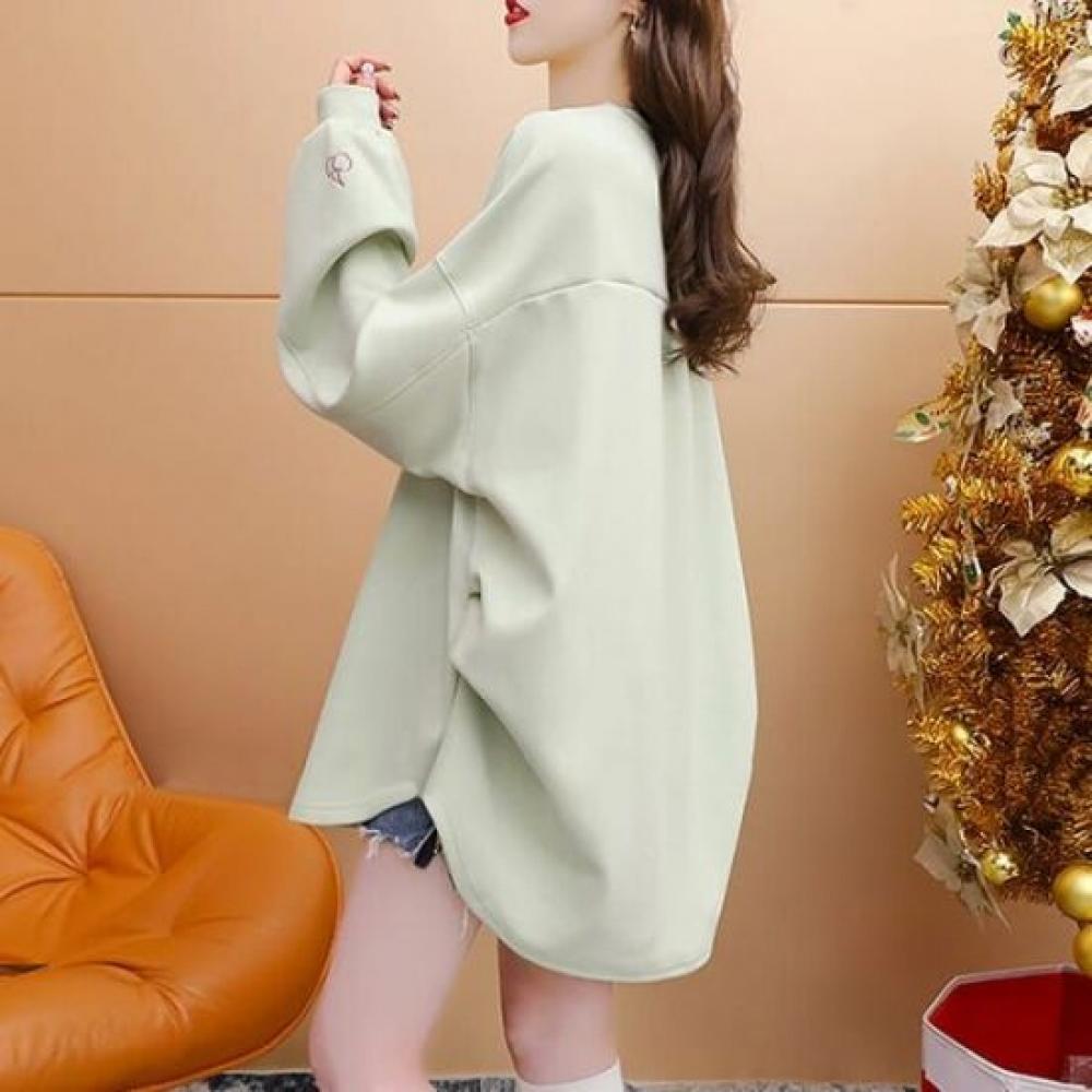Navava Women Oversized Long Sleeve Cherry Embroidery Sweatshirt Nt2192