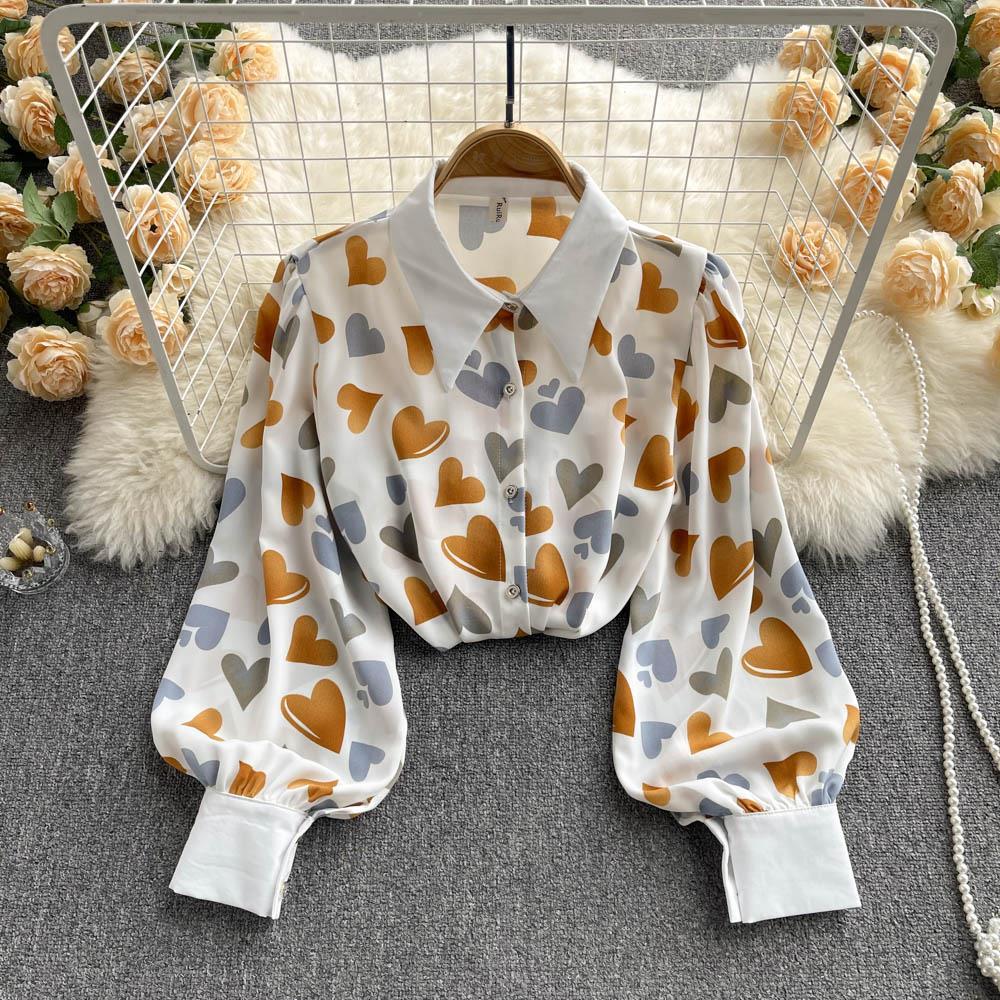 WTEMPO Women's Long Lantern Sleeve Blouse Printed Button Down Shirt Floral Work Business Going Out Tops Blouses