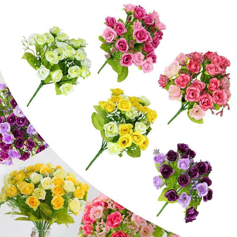 Artificial Head 21 Flower Silk Rose Bridal Wedding Bouquet Home Posy Decor