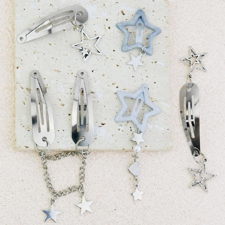 10 шт./5 шт. Металлические заколки-звездочки Зажимы для волос Панк Пятиконечные Звезды Шарм Заколка для волос Аксессуары для волос для женщин Модная бижутерия