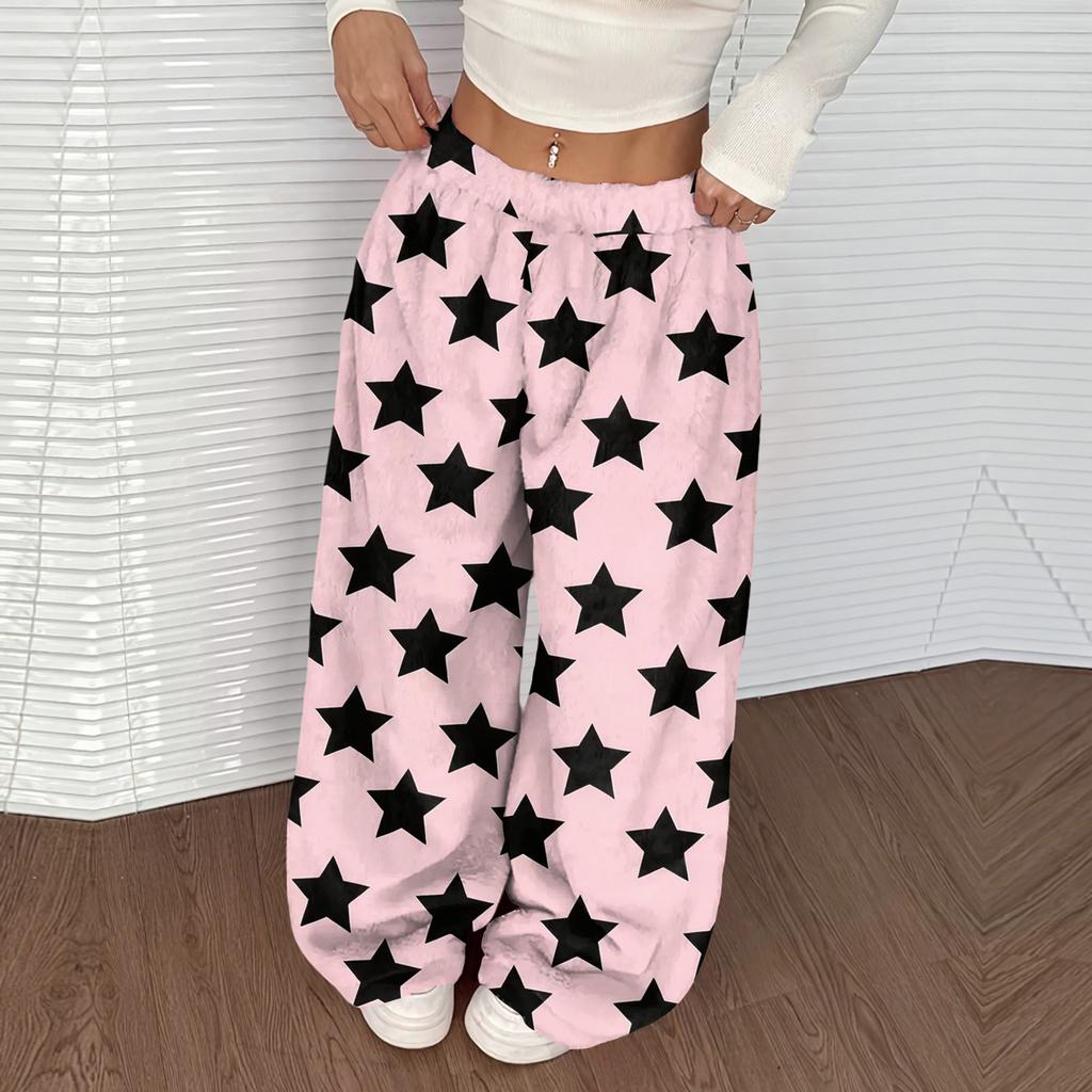 Женские повседневные и модные брюки с принтом, эластичной талией, свободными широкими штанинами