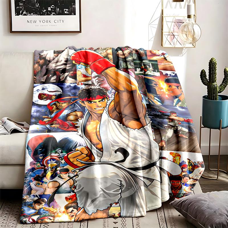 Street Fighter Theme Blanket Suitable For The Sofa Camping And Travel Made Of Soft Flannel Material An Ideal Gift For Occasions Such As Birthday
