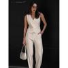 V-neck Vest Wide Leg Pants Two-Piece SETV Collar Vest Loose Pants Two-piece Set