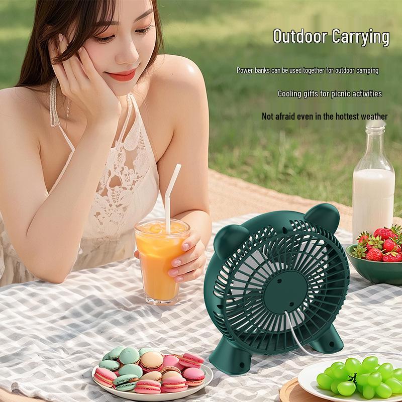 Bear Cartoon USB Desktop Fan - Compact Electric Fan for Office & Outdoor Use