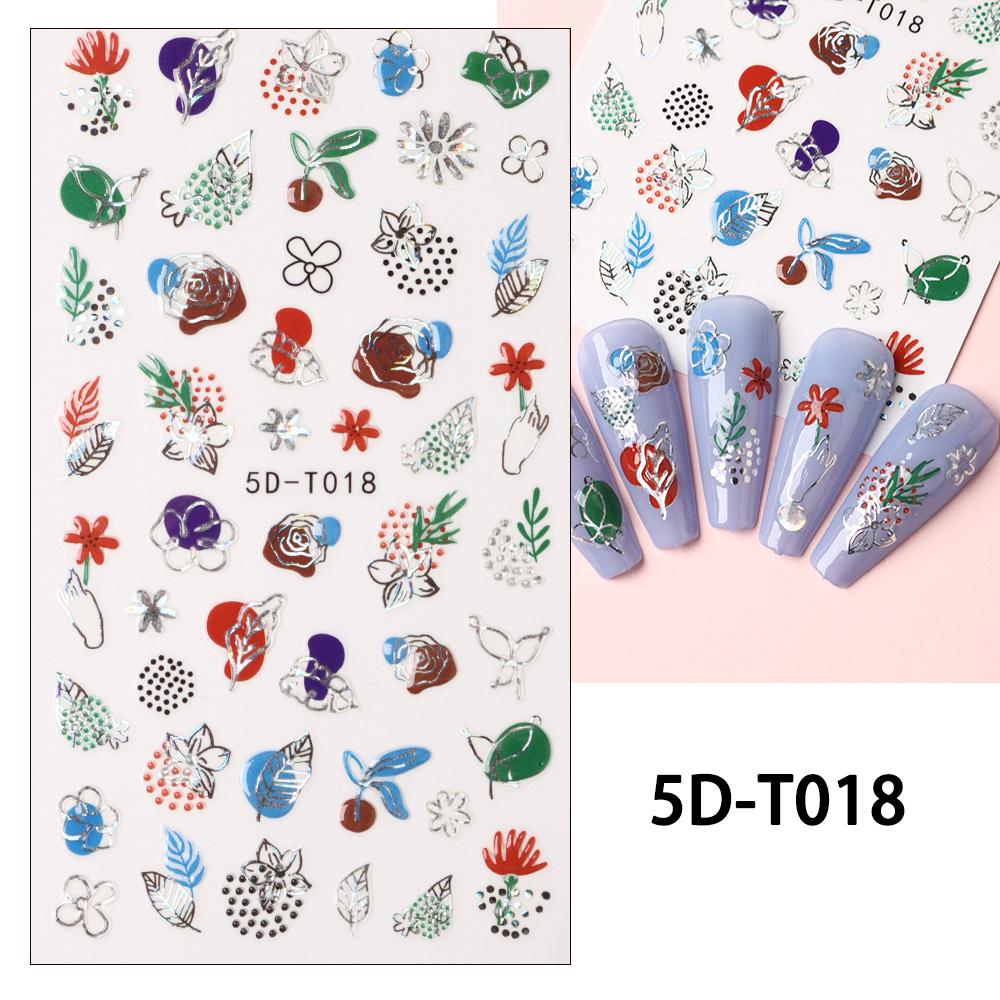 5D дизайн ногтей DIY маникюрный декор ползунки с рельефной гравировкой и тиснением наклейки для ногтей наклейка для дизайна ногтей
