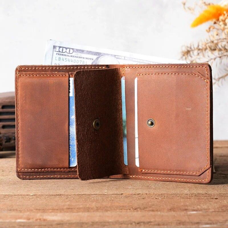 Кошелек из натуральной кожи ручной работы с карманом для монет для мужчин, кошелек из натуральной кожи, лучший мужской кошелек из натуральной кожи