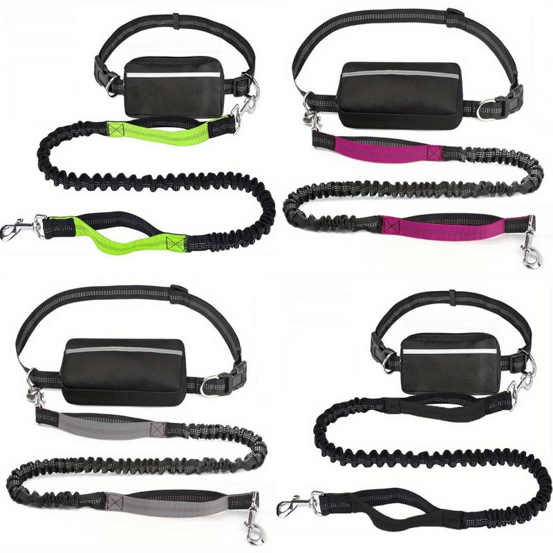Hands Free Dog Retractable Elastic Leash Reflective Towing Rope Waist Bag Dog Traction Rope For Running Walking Pet Products