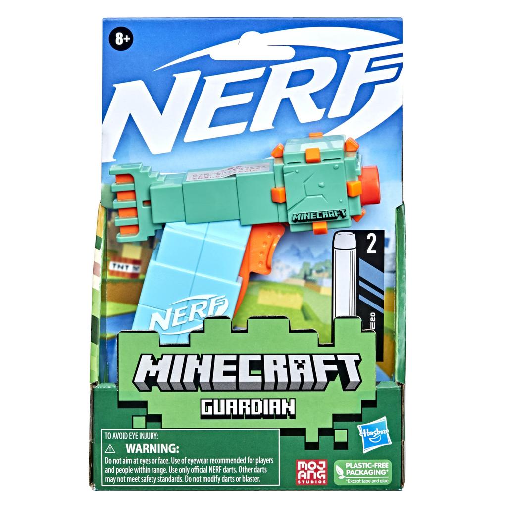 Hasbro Nerf Microshot Minecraft Guardian Mini Minecraft Guardian Mob 2 Официальный Nerf Elite включает в себя рукоятку воспламенения F4422 Оригинальный продукт Blaster,