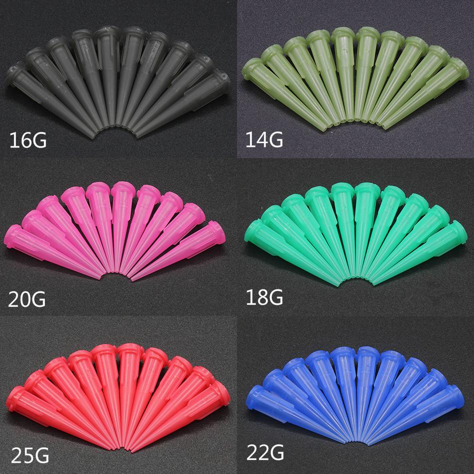 100 шт. Конические насадки TT assorted 14-25G Пластиковые конические с гладким потоком Конические иглы/насадки Наборы дозирующих насадок.