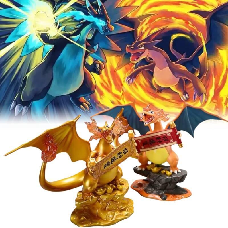Premium 23cm Charizard Pvc Figure Unique Golden Color Design Eye-catching Home Decor