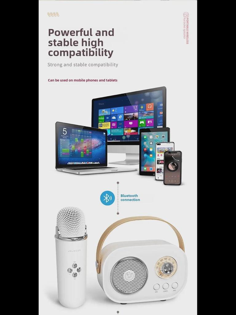 Retro Bluetooth KTV Microphone & Speaker: Portable Wireless Birthday Gift for Girls