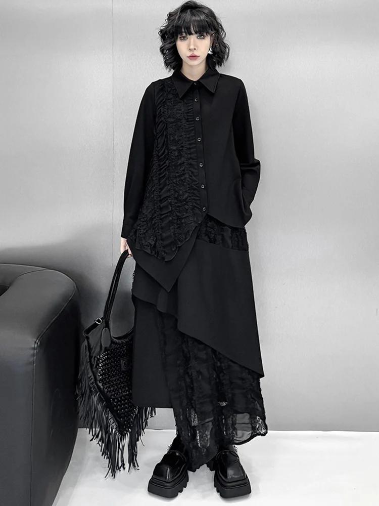 Xitao Плиссированный кружевной пэчворк нерегулярный комплект GMM1345