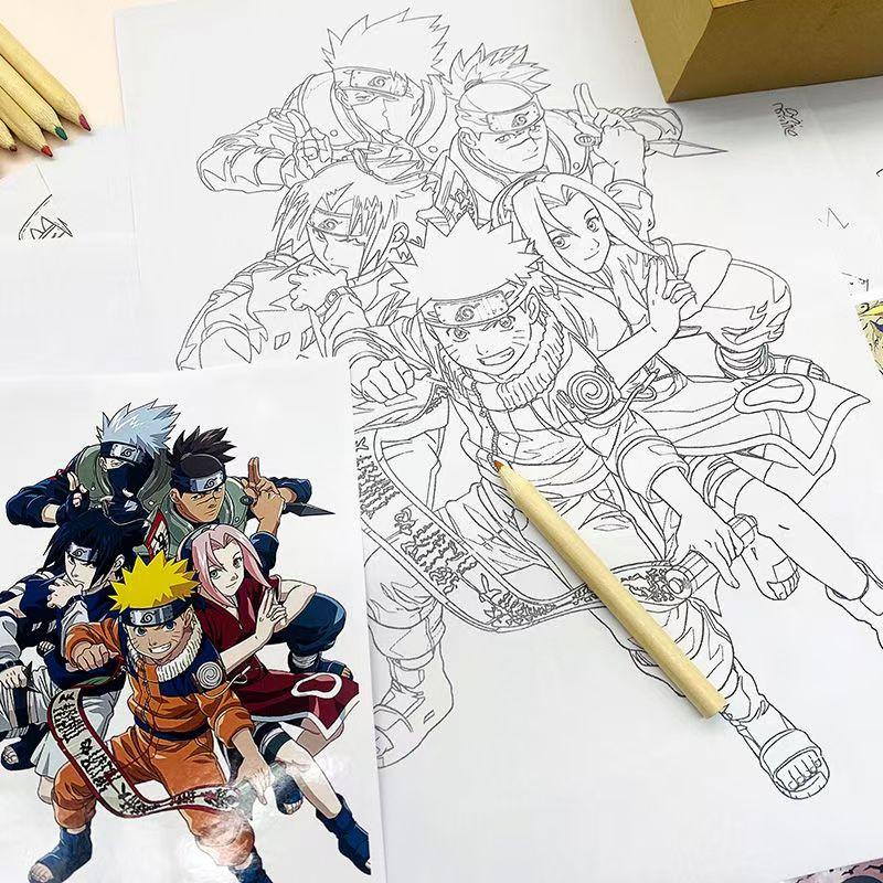 Новый Скетчбук Персонажей NARUTO Цветная Мультяшная Арт-Книга для Рисования и Развития Навыков фигурка аниме