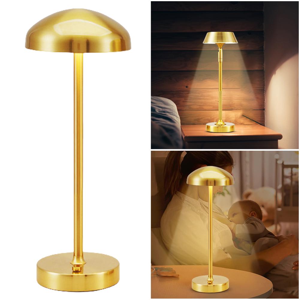 LED Wireless Gold Table Lamp Stepless Dimmable Touch Table Light Creative Night Light for Restaurant Bedroom Patio