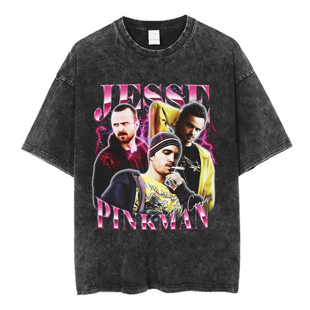 Unisex Los Pollos Hermanos Tshirt YK Breaking Bad Print Black Washed Oversized Short Sleeve Streetwear Tops