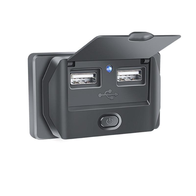Быстрая зарядка QC3.0 PD, два порта USB, автомобильное зарядное устройство, водонепроницаемый адаптер с пылезащитным чехлом, переключатель для морского мотоцикла 12 В/24 В