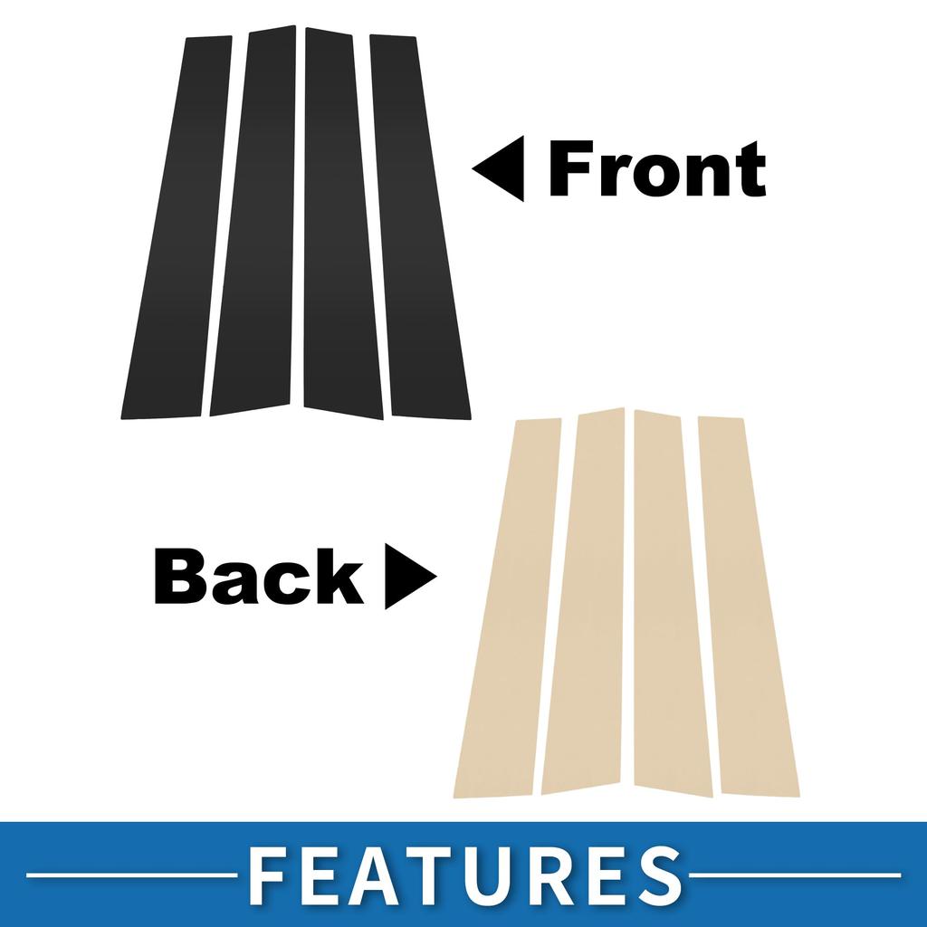 ABSOPRO Door Pillar Window Trim Sticker Pillar Post Door Outer Exterior Cover Compatible with VW Touran Black Anti-Scratch 2016-2019,