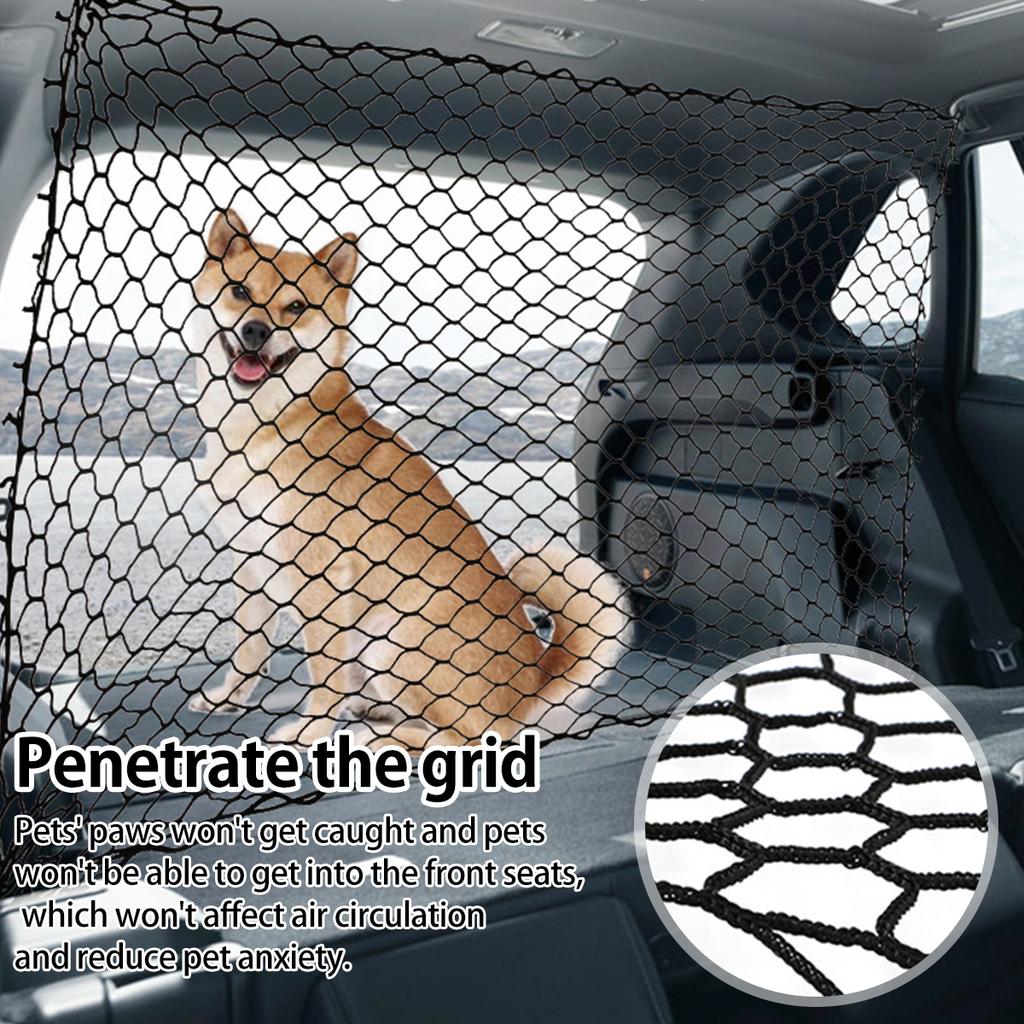Car Dog Barrier Net with Hooks Durable Dog Car Safety Barrier Net Reusable Foldable Car Dog Fence Barrier Practical Universal