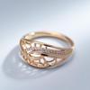 Luxury Hollow Design Smooth Golden Zircon Rings for Women Party Daily Personality Jewelry