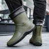 Fashion Couple Short Tube Wear-resistant Rain Shoes Unisex Black Rain Boots Outdoor Fishing Water Shoes