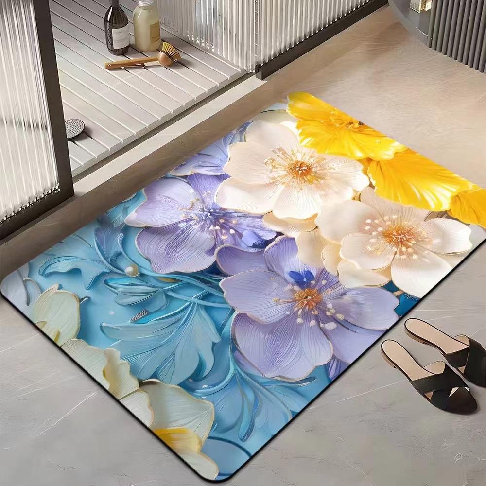 Light Luxury 3D Three-dimensional Flower Household Toilet Absorbent Mat Bathroom Toilet Diatom Mud Non-slip Carpet