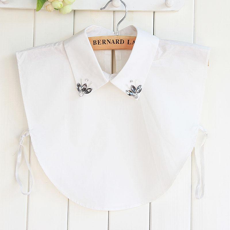 Versatile Cotton Shirt Fake Collar Children'S Back Opening Pointed Neck Beaded Fake Collar Shirt Collar Fake Collar