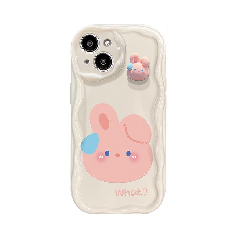 Applicable To Apple 14promax Mobile Phone Case IPhone 13 Silicone Anti-fall 15 Cute Three-dimensional Rabbit Doll Pendant