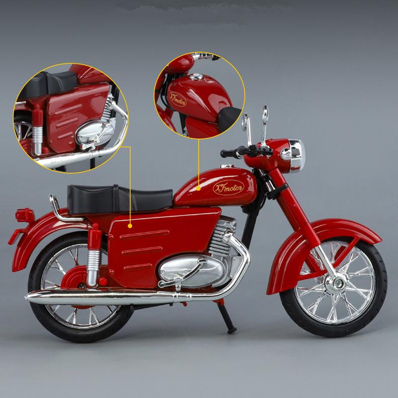 1/10 Jawa 250 Сплав Классическая Ретро Модель Мотоцикла Литье под Давлением Металл Дорожный Мотоцикл Модель Симуляция Звука и Света Детская Игрушка Подарок