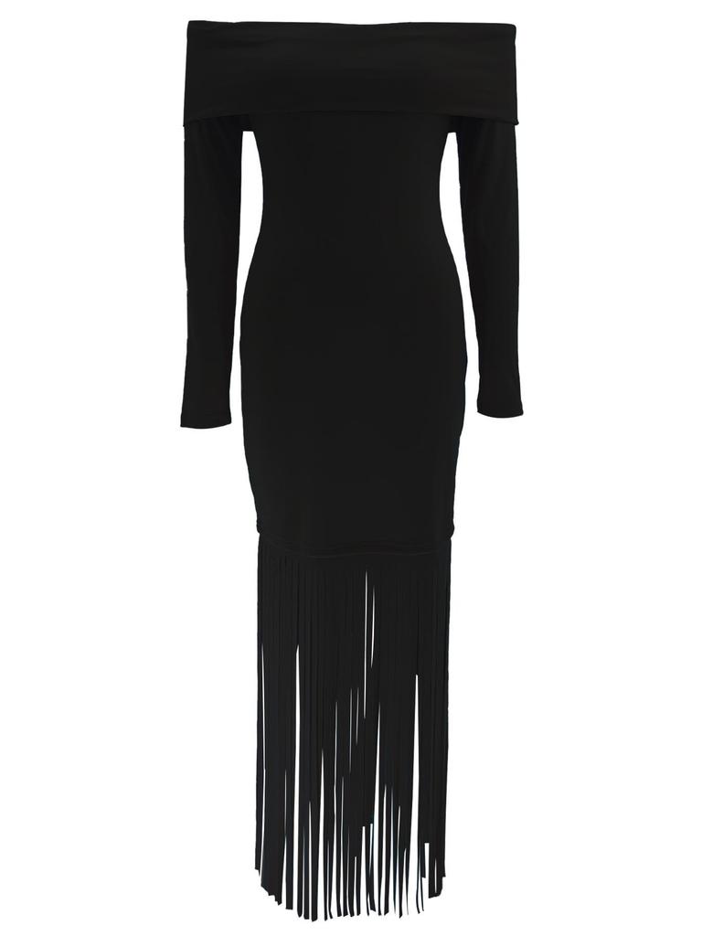 Европейское и американское вечернее платье-футляр на одно плечо с бахромой