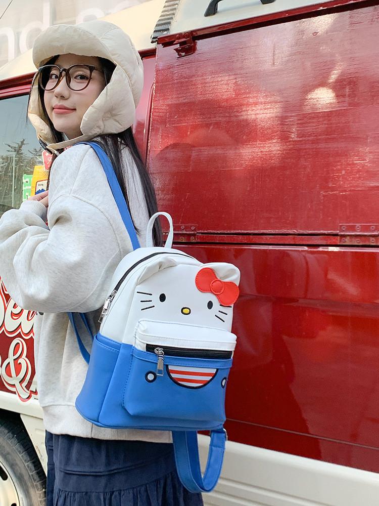Hello Kitty Girls Mini Backpack With Cartoon Pu Material For Casual Daily Use